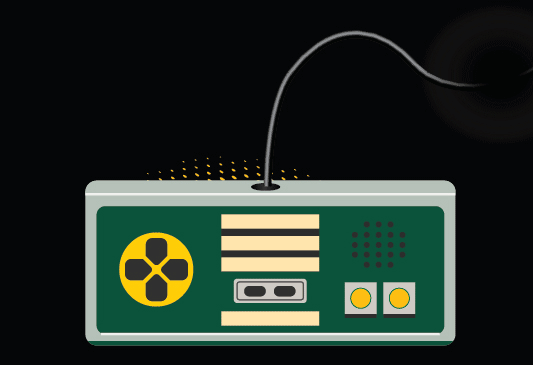 Animating George Mason Game Controller with hovering dots gradient shape and Mason Logo